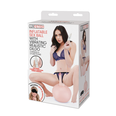 Lux Fetish Inflatable Sex Ball + Vibrating Dildo - Надувной мяч с реалистичным вибромассажером, 42х28 см  