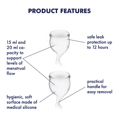 Satisfyer Feel Secure - Набор менструальных чаш, 15 мл и 20 мл (прозрачная)