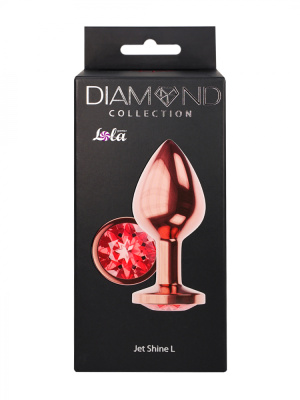 Lola Games Diamond Ruby Shine L металлическая анальная пробка с кристаллом, 8.3х3.3 см (красный) 