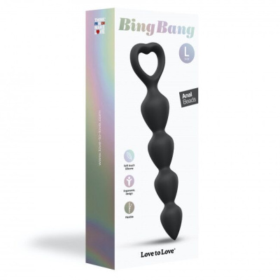 Love to Love BIG BANG Large Black Onyx анальная цепочка, L 14.4х3.3 см (чёрный)