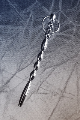 TOYFA Metal  - Уретральный плаг фигурный с кольцом в основании, 19 см (серебристый)