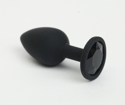 4sexdream чёрная силиконовая анальная пробка с кристаллом, 7х2,8 см (чёрный) 
