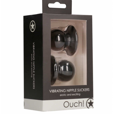 Vibrating Nipple Suckers Ouch - Небольшие насадки на соски с вибрацией, 3.7х4.2 см см (чёрный)