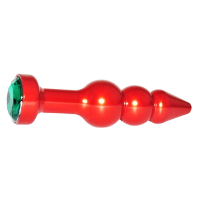 4sexdream красная металлическая анальная пробка ёлочка с кристаллом в основании, 11.2х2.9 см (зелёный) 