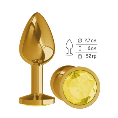510-11- YELLOW DD / Анальная втулка Gold  с желтым кристаллом