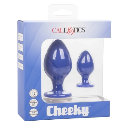 CalExotics Cheeky набор из двух анальных пробок, 9х5 см и 5х3.25 см (синий) 