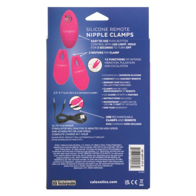 Remote Nipple Clamps - Зажимы для сосков с дистанционным управлением, 6.2х2.5 см (розовые)