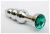 4sexdream серебристая металлическая анальная пробка ёлочка с кристаллом в основании, 11.2х2.9 см (зелёный) 