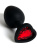 4sexdream силиконовая анальная пробка с кристаллом в форме сердца, 7.5х2.8 см (чёрный с красным) 