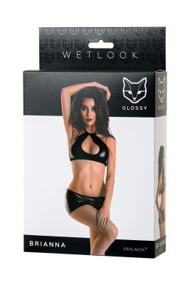 Erolanta Glossy Brianna сексуальный комплект из материала Wetlook, М (чёрный)
