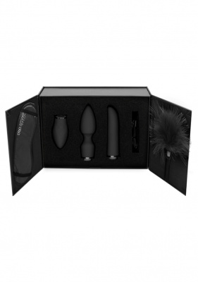 Switch Pleasure Kit #4 - набор состоящий из универсальной базы, двух сменных насадок, маски для глаз и пуховки (чёрный) 