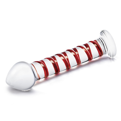 Mr. SWIRLY - Восьмидюймовый фаллоимитатор с красной спиралью, 20 см (прозрачный)