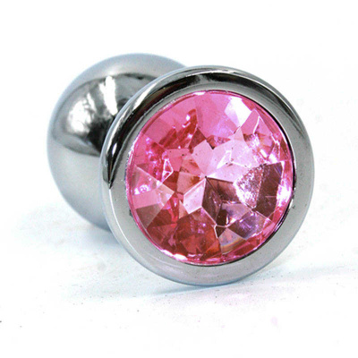 Kanikule аллюминиевая анальная пробка с кристаллом, М 8х3.3 см (розовый) 