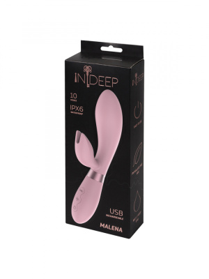 Indeep Malena перезаряжаемый силиконовый вибратор кролик, 21.5х3.3 см (светло-розовый)