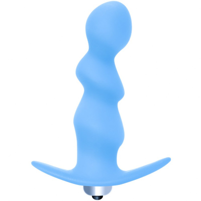 Spiral Anal Plug - Фигурная анальная пробка с вибрацией, 12 см (голубой)