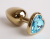 4sexdream золотистая анальная пробка с кристаллом в форме сердца, 8х3.5 см (голубой) 