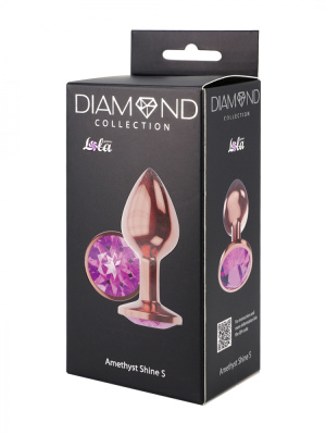 Lola Games Diamond Amethyst Shine S металлическая анальная пробка с кристаллом, 7.2х2.7 см (фиолетовый) 