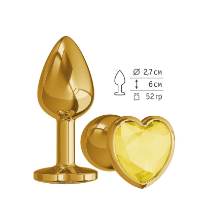 Djaga-Djaga - Анальная пробка малая с золотым кристаллом, 7 см (золотой) 