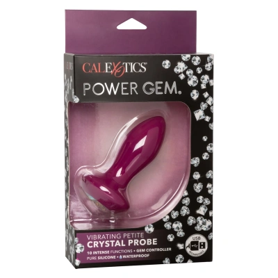 Calexotics Power Gem Vibrating Petite Crystal Probe анальная пробка с кристаллом и вибрацией, 9.5х3.25 см (фиолетовый)  
