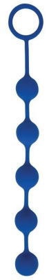 Цепочка анальная на силиконовой сцепке с шариками , 23 см (синий)