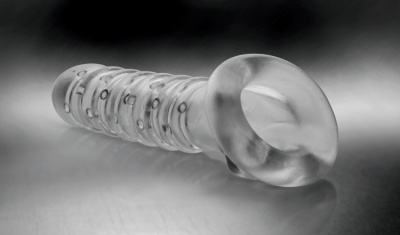 Утолщающая текстурированная насадка на пенис - Tom of Finland - 19 см (прозрачный) 