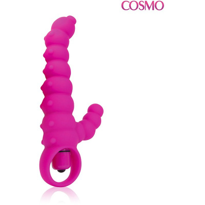 Рифлёный вибратор-кролик Cosmo, 11,5х2,2 см (розовый)