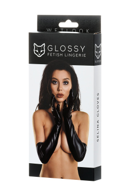 Glossy - Перчатки выше локтя (черный)