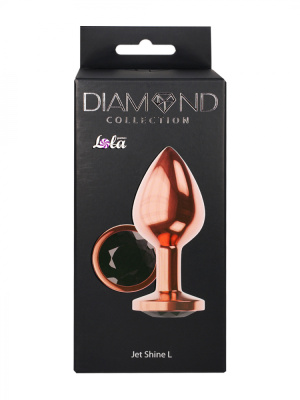 Lola Games Diamond Jet Shine L металлическая анальная пробка с кристаллом, 8.3х3.3 см (чёрный) 