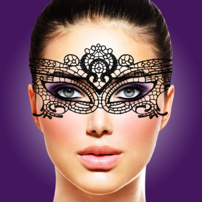 Rianne S Mask III Francoise кружевная эротическая маска в венецианском стиле, чёрная