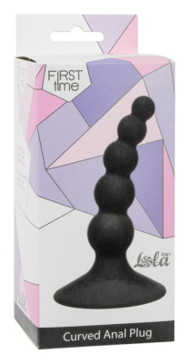 Lola Games Ribbed Plug Black - Анальная пробка ёлочка на присоске, 10.5х2.4 см (чёрный) 