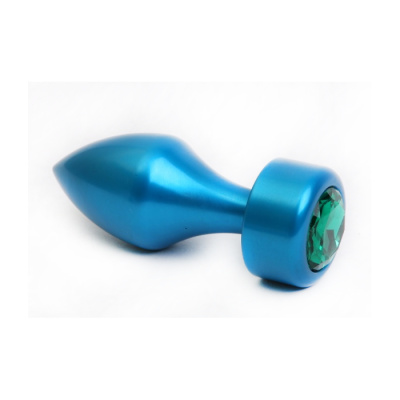 4sexdream голубая металлическая анальная пробка со стразом в основании, 7.8х2.9 см (зеленый) 