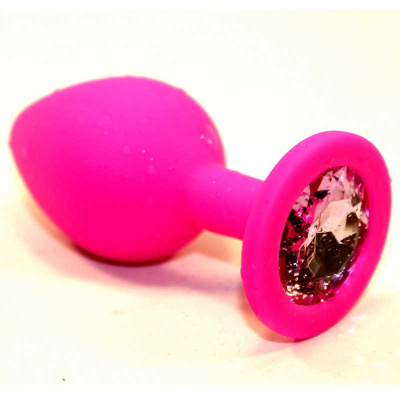 4sexdream - Небольшая  силиконовая  пробочка со стразом, 7 см (розовый) 