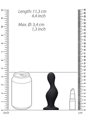 OUCH! Wave Butt Plug силиконовая анальная пробка, 11.3х3.4 см (чёрный) 