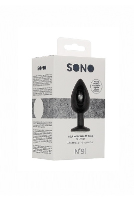 SONO N0. 91 - Self Penetrating Butt Plug анальная пробка с кристаллом и смещенным центром тяжести, 9.5х4.2 см (чёрный) 