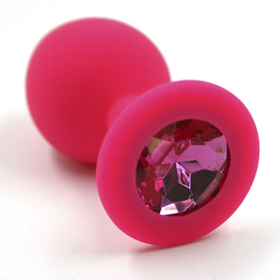 Kanikule - Анальная пробка из силикона с кристаллом в основании М, 7 см (розовый) 