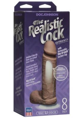 Doc Johnson Realistic Cock Vac-U-Loc - Реалистичный фаллос на присоске, 20,6х5 см (карамель)