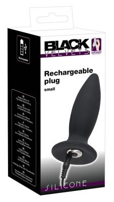 Анальная пробка с вибрацией - размер S -  Black Velvets Recharge Plug - Orion, 11 см (чёрный) 