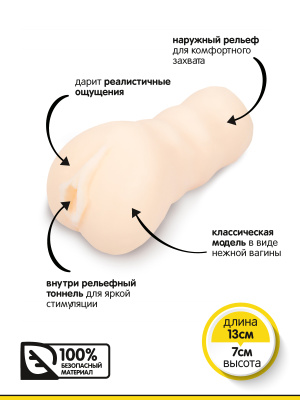 Браззерс - Маленькая вагинка, 13х7 см (телесный)