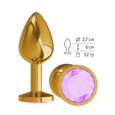 510-13 LILAC-DD / Анальная втулка Gold  с  сиреневым кристаллом