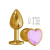 DD Джага-Джага -  Анальная втулка Gold с сиреневым кристаллом сердце, 7 см  