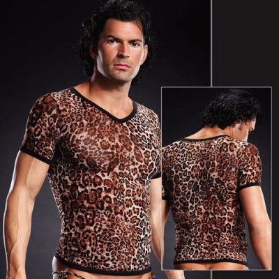 Мужская сетчатая футболка леопардовая