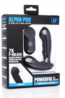 Alpha-Pro 7X P-Milker Silicone Prostate Stimulator with Milking Bead - стимулятор простаты, 11.9х3.3 см (чёрный) 