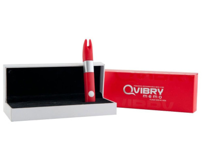 Стильный вибратор-флешка Qvibry Mini Vibe Memo, 12 см. (красный) 