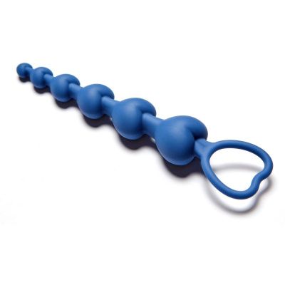 Love Beam Core - Анальная цепочка с кольцом, 19х3.2 см. (синяя)