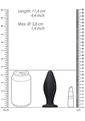 OUCH! Edgy Butt Plug силиконовая анальная пробка на присоске, 11.4х3.8 см (чёрный)  