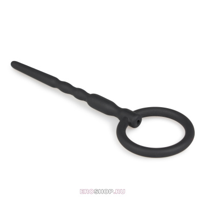 Sinner Gear Silicone Penis Plug With Pull Ring - уретральная вставка с кольцом, 10х0.6 см