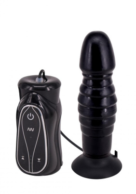 Анальный вибромассажер-пульсатор на присоске Pleasure Thrust Unisex - Gopaldas, 16 см (чёрный)