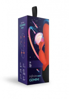Gemini - Вибратор с клиторальным стимулятором и функцией нагрева, 20.8х4.4 см. (красный)