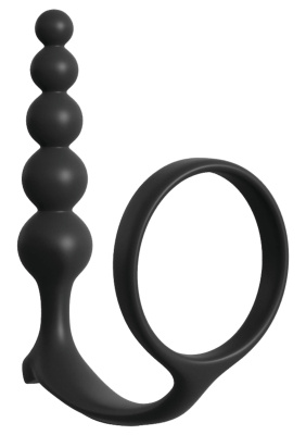 Ass-gasm Cockring Anal Beads - Анальные шарики с эрекционным кольцом, 12 см (черный)