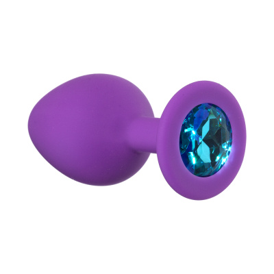 Lola Games Emotions Cutie Large фиолетовая силиконовая анальная пробка со стразом, 8.5х3.3 см (голубой) 
